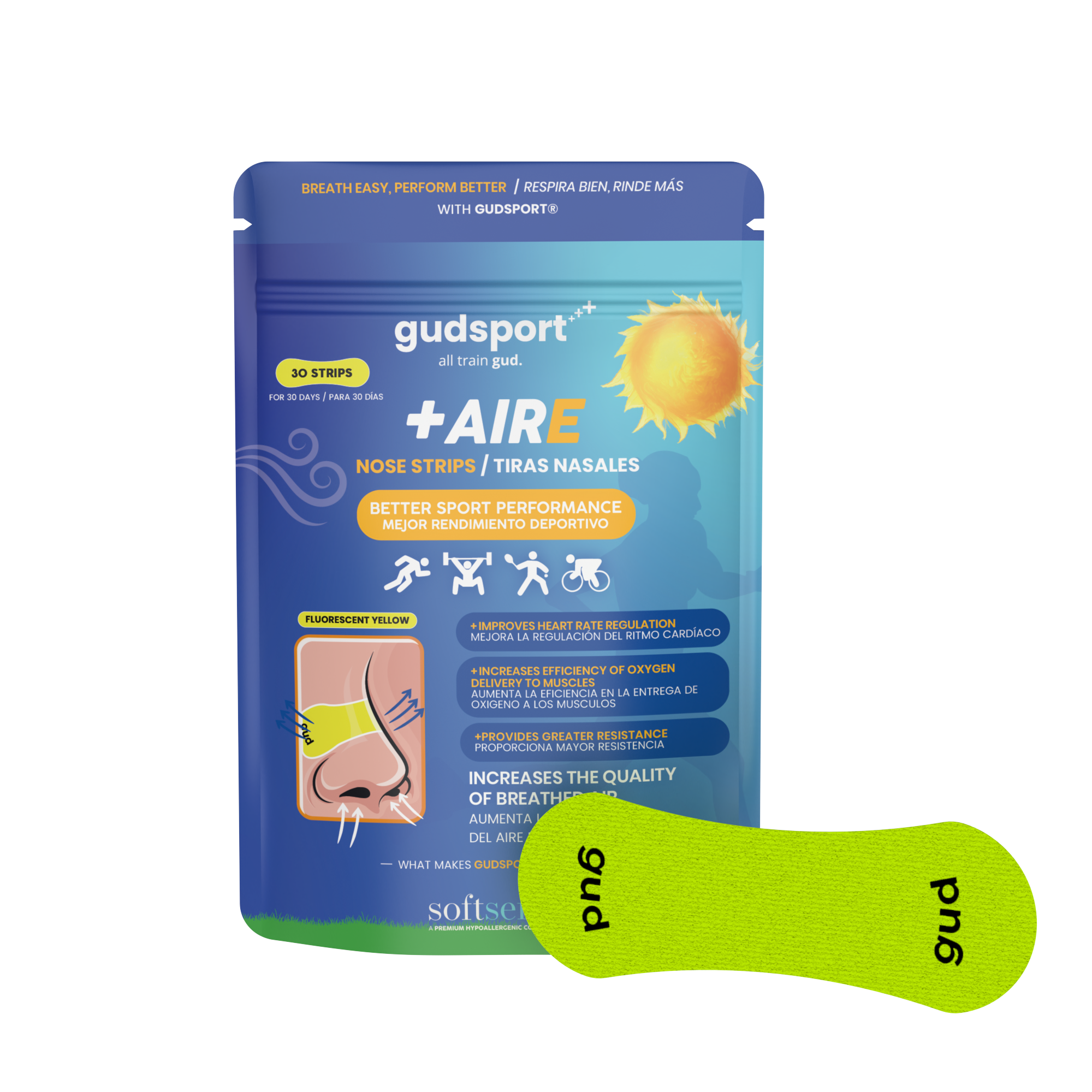 Gudsport® Tiras Nasales (Amarillo)